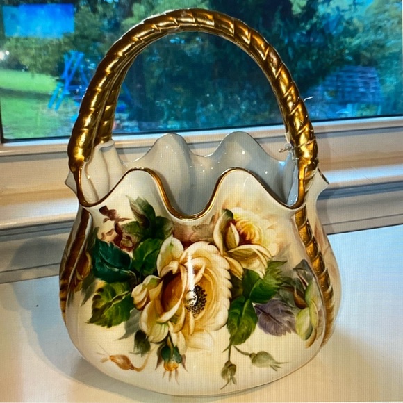 Vintage Other - Vintage Porcelain Handpainted Larger Basket